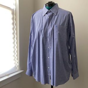 (XL) Men’s COAST Blue/White Gingham Button down Huntington Shirt w/ pocket